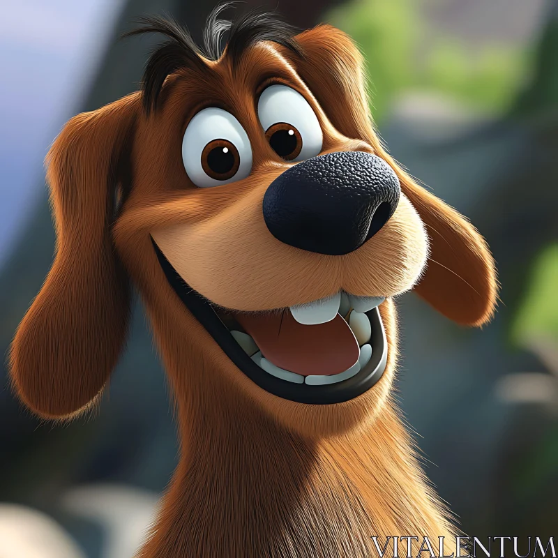 Cheerful Cartoon Dog AI Image