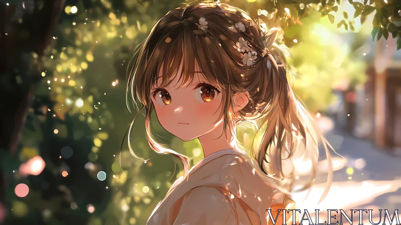 Anime Portrait in Natural Sunlight AI Image