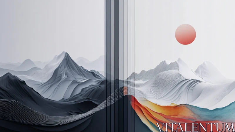 AI ART Abstract Mountain Serenity