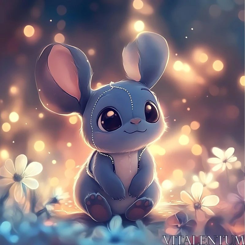 Whimsical Mouse Portrait with Bokeh Lights AI Image