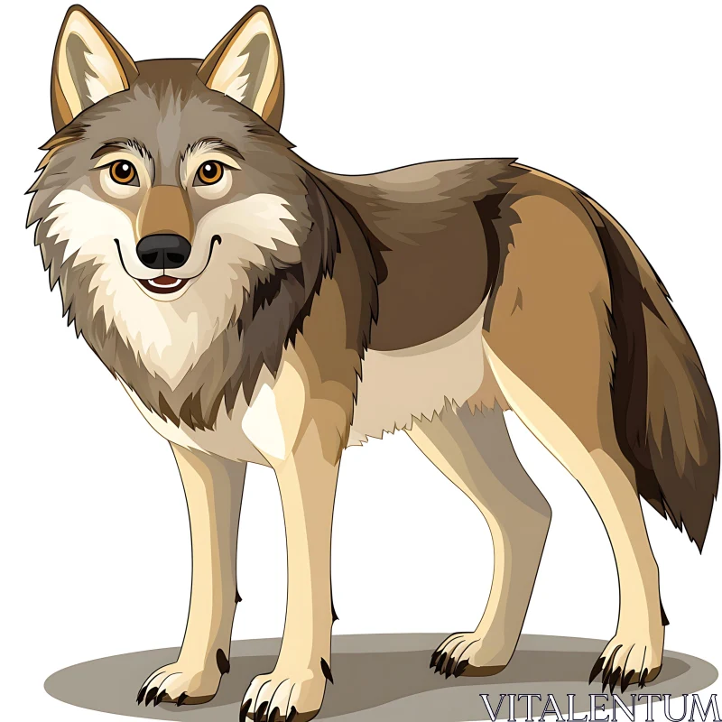 AI ART Cartoon Wolf with a Gentle Smile