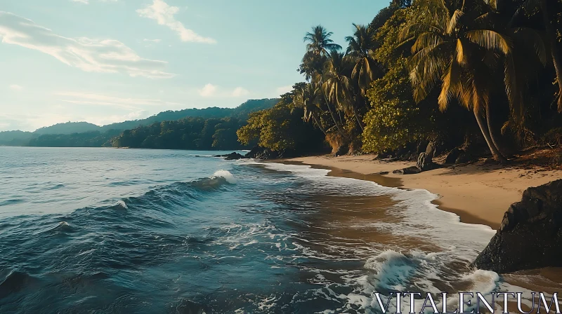 Seascape View of Tropical Beach Paradise AI Image