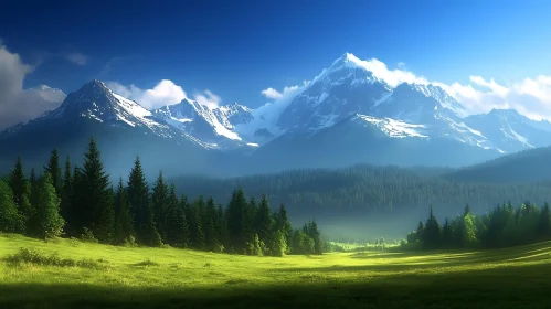 Snow-Capped Peaks and Verdant Valley