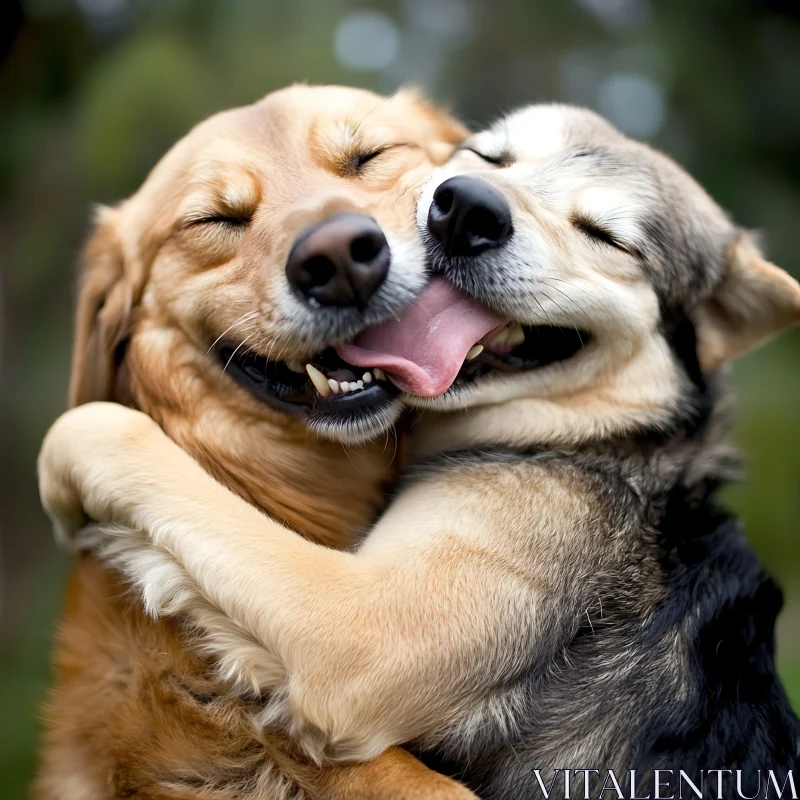 Dogs Embrace in Delightful Hug AI Image