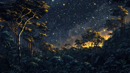 Enchanting Nighttime Forest Scene