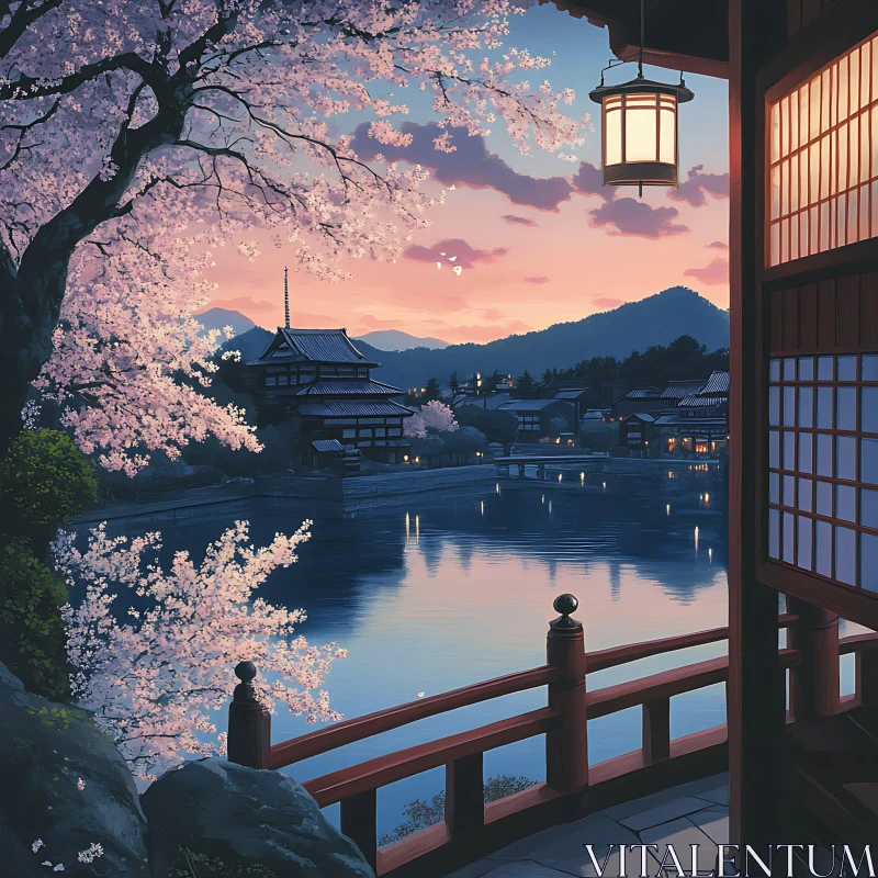 Tranquil Japanese Sunset AI Image