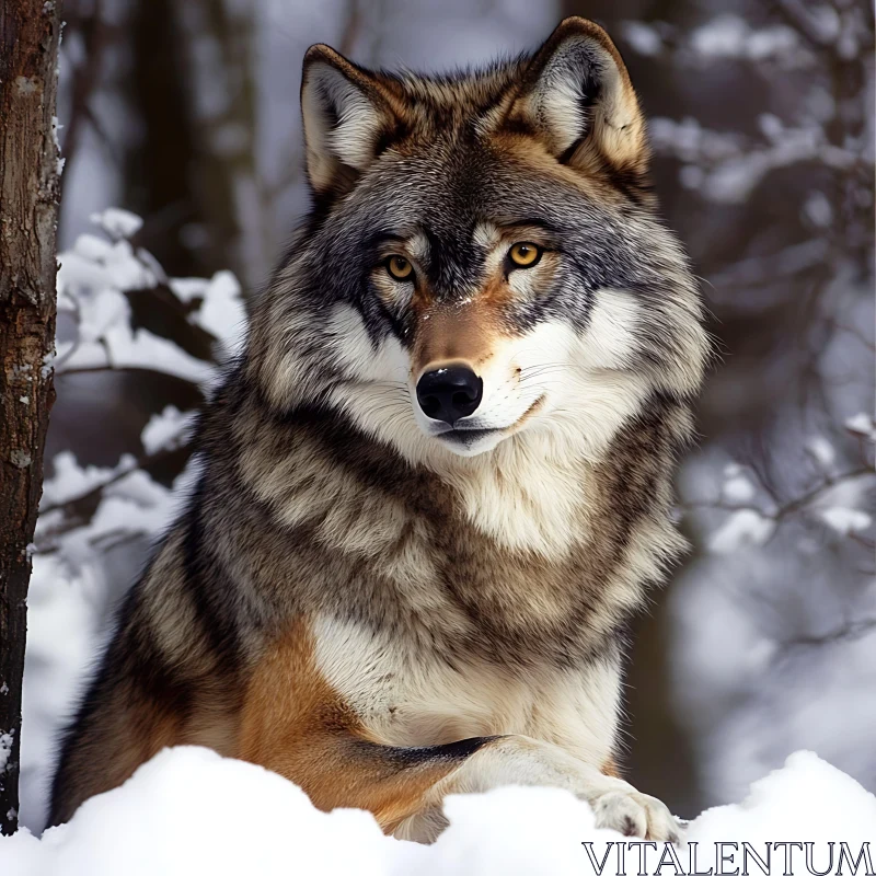 Wolf in Winter Wonderland AI Image