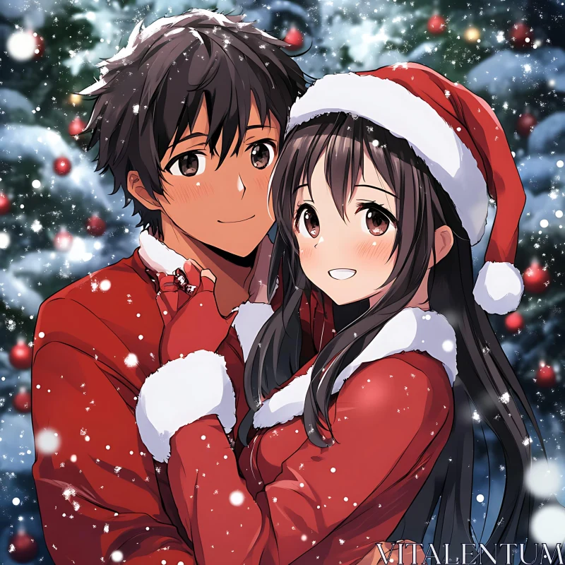 AI ART Romantic Anime Christmas Scene