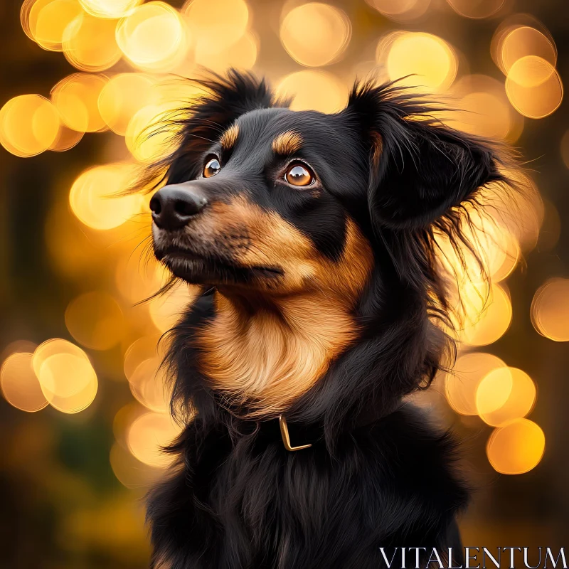 Dog with Expressive Eyes and Golden Highlights AI Image