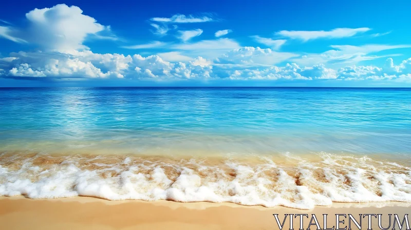 AI ART Calm Beach with Blue Sky