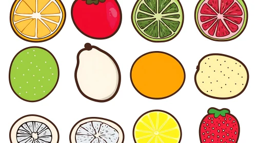 Colorful Cartoon Fruit Collection