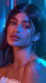 Glamorous Kylie Jenner with Blue and Pink Lighting