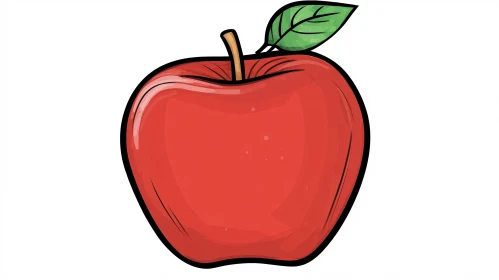 Fresh Red Apple with Green Leaf