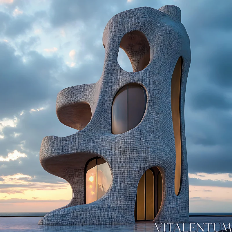 AI ART Abstract Architectural Structure at Sunset