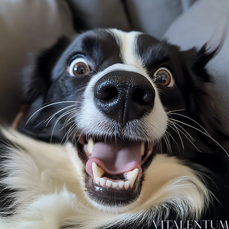 Black and White Dog with Happy Expression AI Image