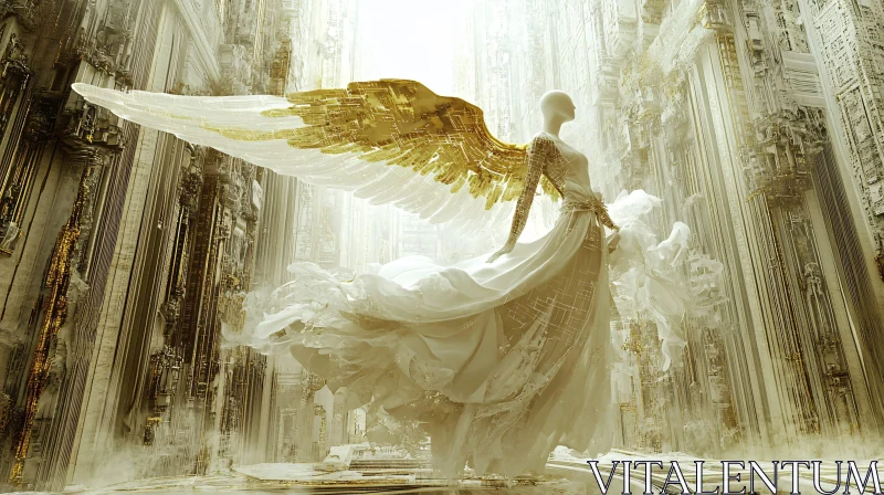 Celestial Angel in Divine Architecture AI Image