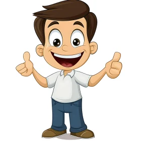 Happy Cartoon Boy Thumbs Up Illustration