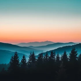 Layered Mountain Silhouette at Sunset