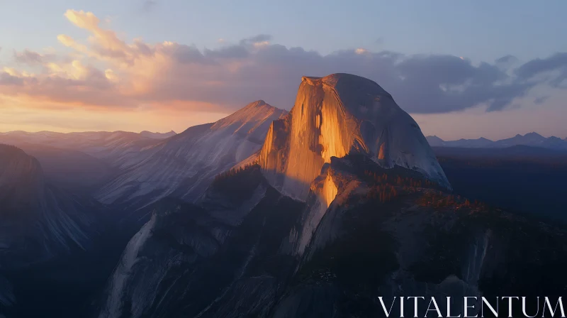 Sunlit Peaks: A Serene Mountain Landscape AI Image