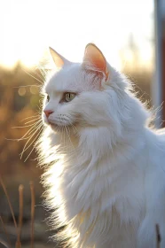 Tranquil White Cat with Glowing Fur