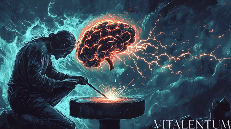 Blacksmith Shaping the Brain AI Image