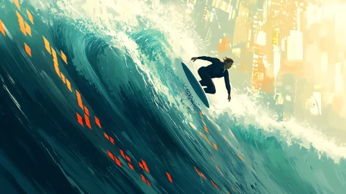 City Wave Surfer Illustration