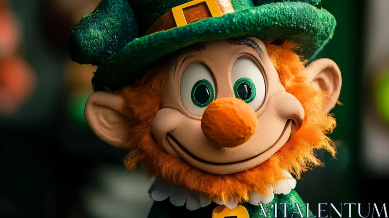 Close-up of a Cartoon Leprechaun AI Image