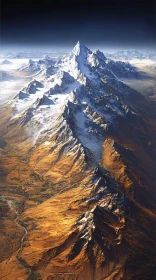 Aerial Mountain Landscape with Snow-Capped Peaks