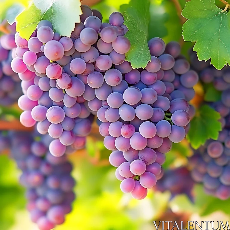 Fresh Purple Grapes Still on the Vine AI Image