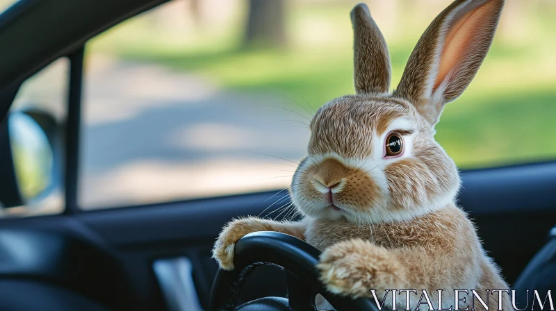 AI ART Bunny Behind the Wheel