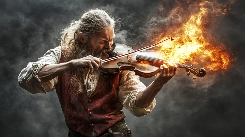 Man Plays Burning Violin