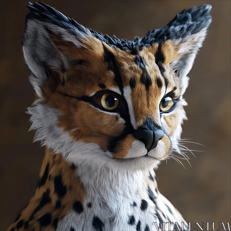 Serval Gaze: A Wild Cat Portrait AI Image