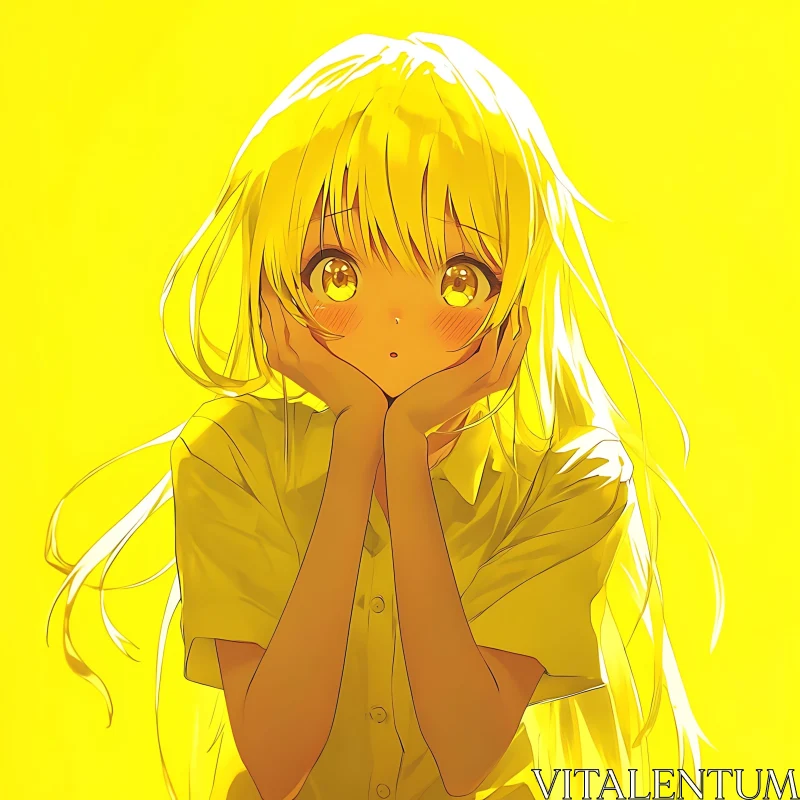 Anime Character in Bright Yellow Setting AI Image