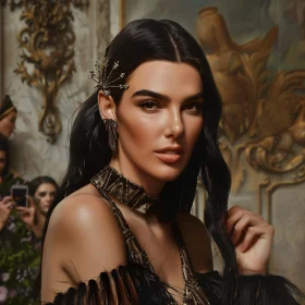 Elegant Kendall Jenner in a Lavish Background