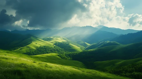 Sunlit Green Hills Serenity