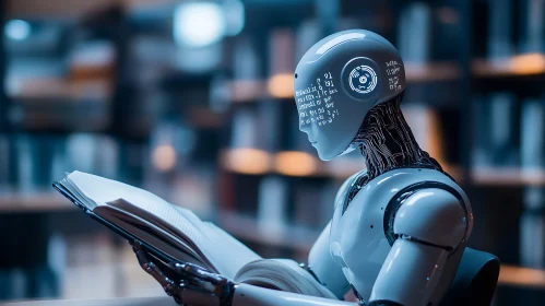 AI Robot Studies a Book