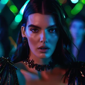 Elegant Nightlife Glamour Portrait of Kendall Jenner