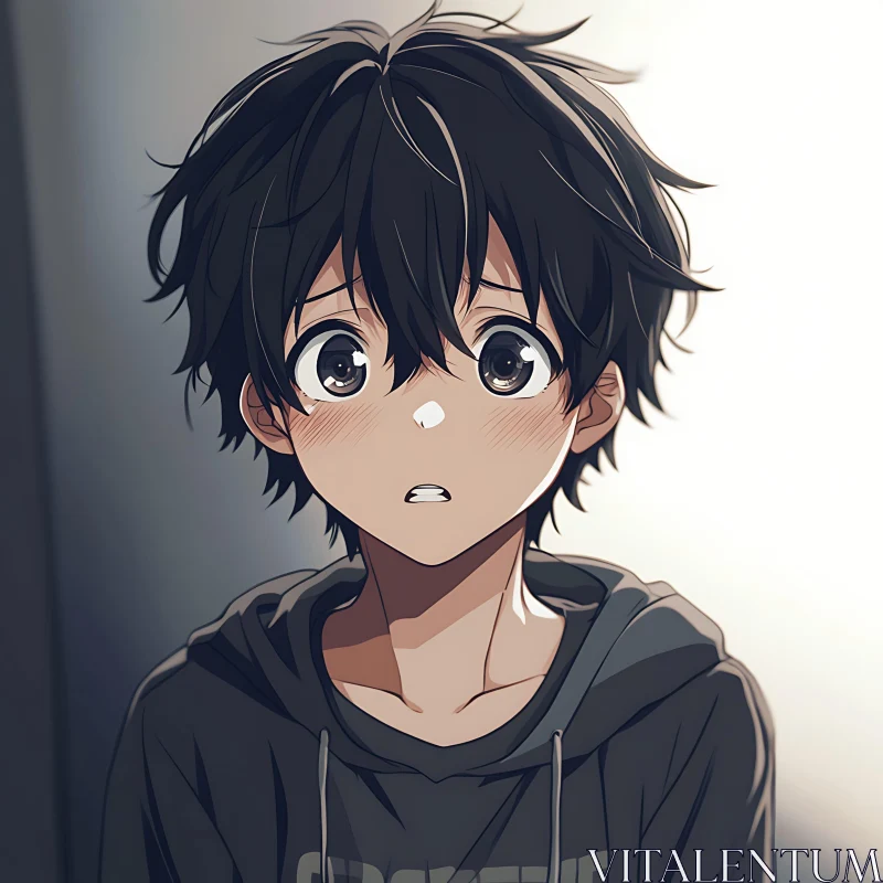 Expressive Anime Boy Portrait AI Image