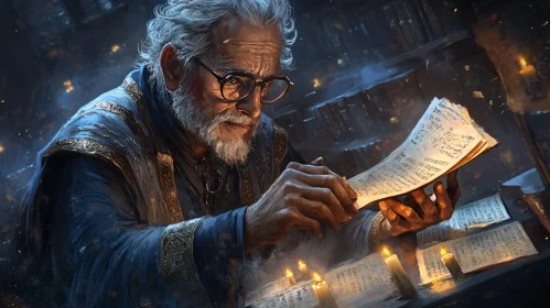 Candlelit Study of an Elderly Scholar