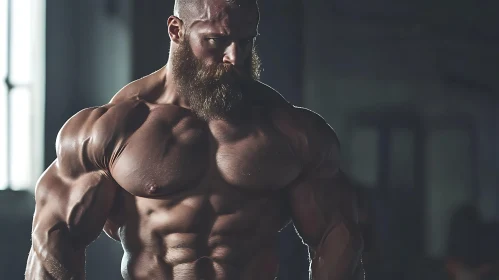 Bearded Man with Muscular Build