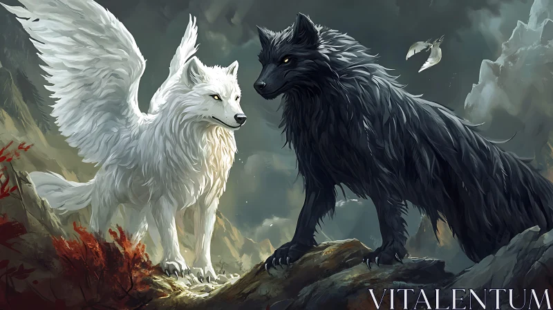 AI ART Wolves: Light and Shadow