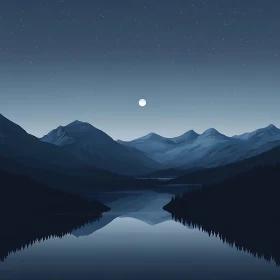 Peaceful Mountain Lake at Night