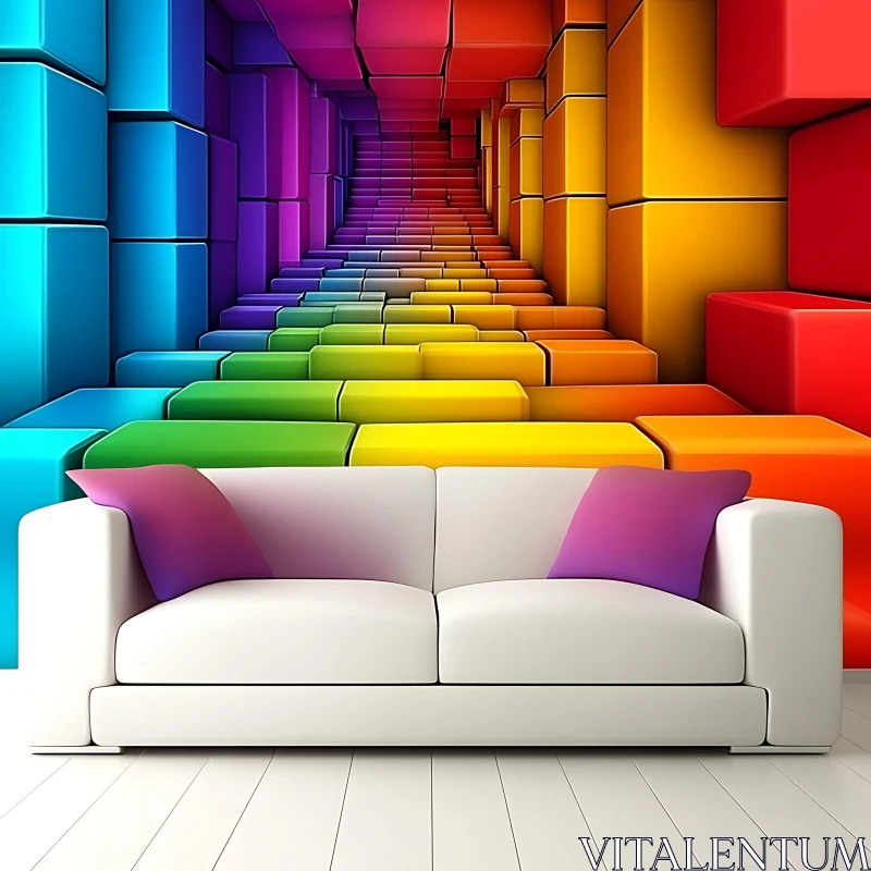 AI ART Colorful Geometric Interior Design