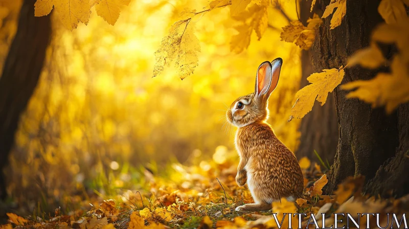 AI ART Golden Autumn Rabbit Portrait