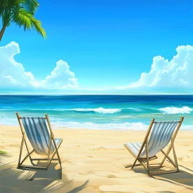 Seaside Relaxation: Beach Chairs by the Ocean