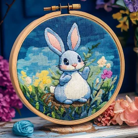 Handmade Bunny Embroidery in Hoop