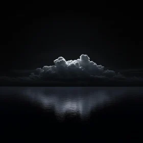 Serene Night Seascape with Clouds