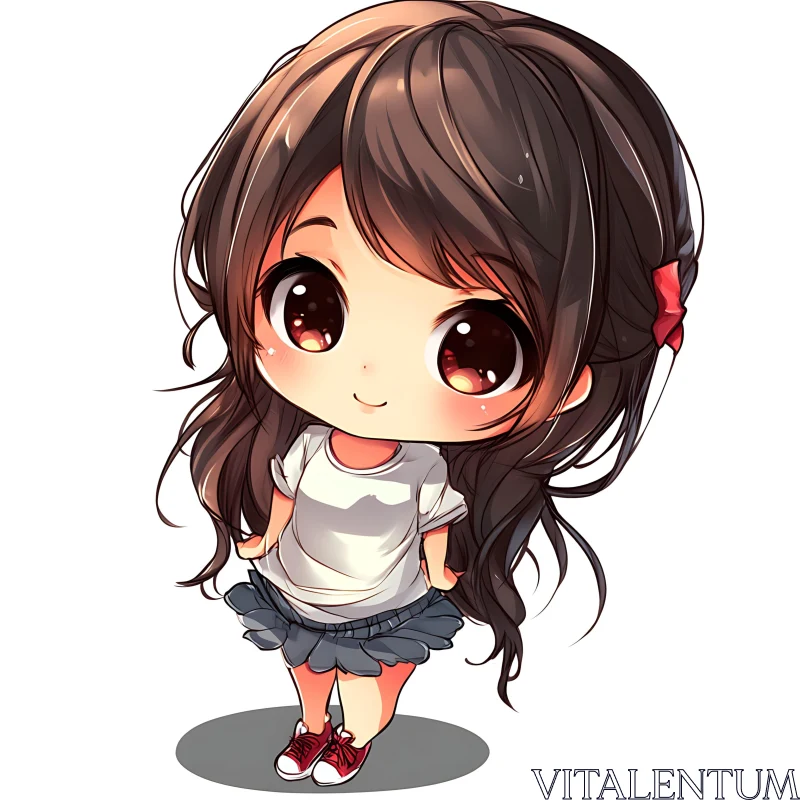 AI ART Cute Anime Chibi Character in Fashionable Outfit