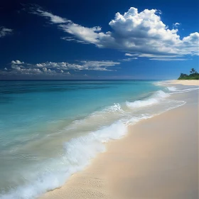 Coastal Calm: Waves on Sandy Shore