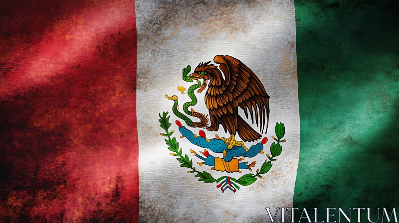 AI ART Vintage Style Mexican National Flag